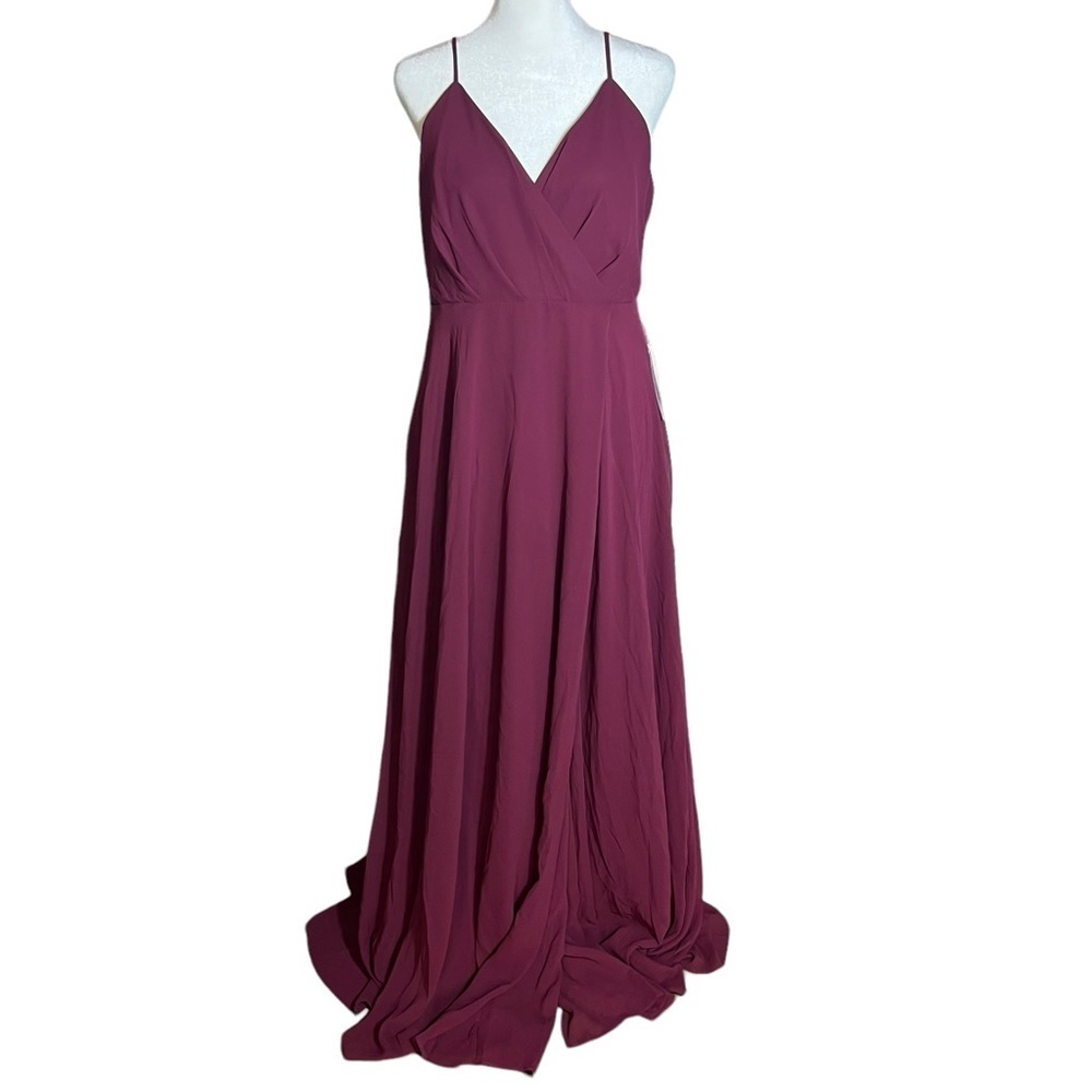 Birdy Grey Kaia Chiffon Dress in Cabernet, NWT, Large